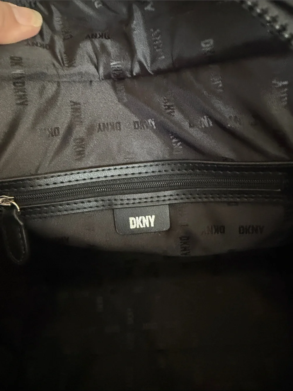 DKNY Black and Charcoal Logo Tote